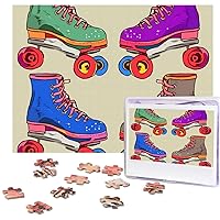Retro Colorful Roller Skates Puzzles Personalized Puzzle 500 Pieces Jigsaw Puzzles from Photos Picture Puzzle for Adults Family (20.4