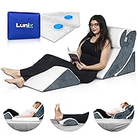 Lunix LX5 4pcs Orthopedic Bed Wedge Pillow Set, Post Surgery Memory Foam for Back, Leg Pain Relief, Sitting, Adjustable Pillows Acid Reflux and GERD for Sleeping, Hot Cold Pack, Navy for Kids