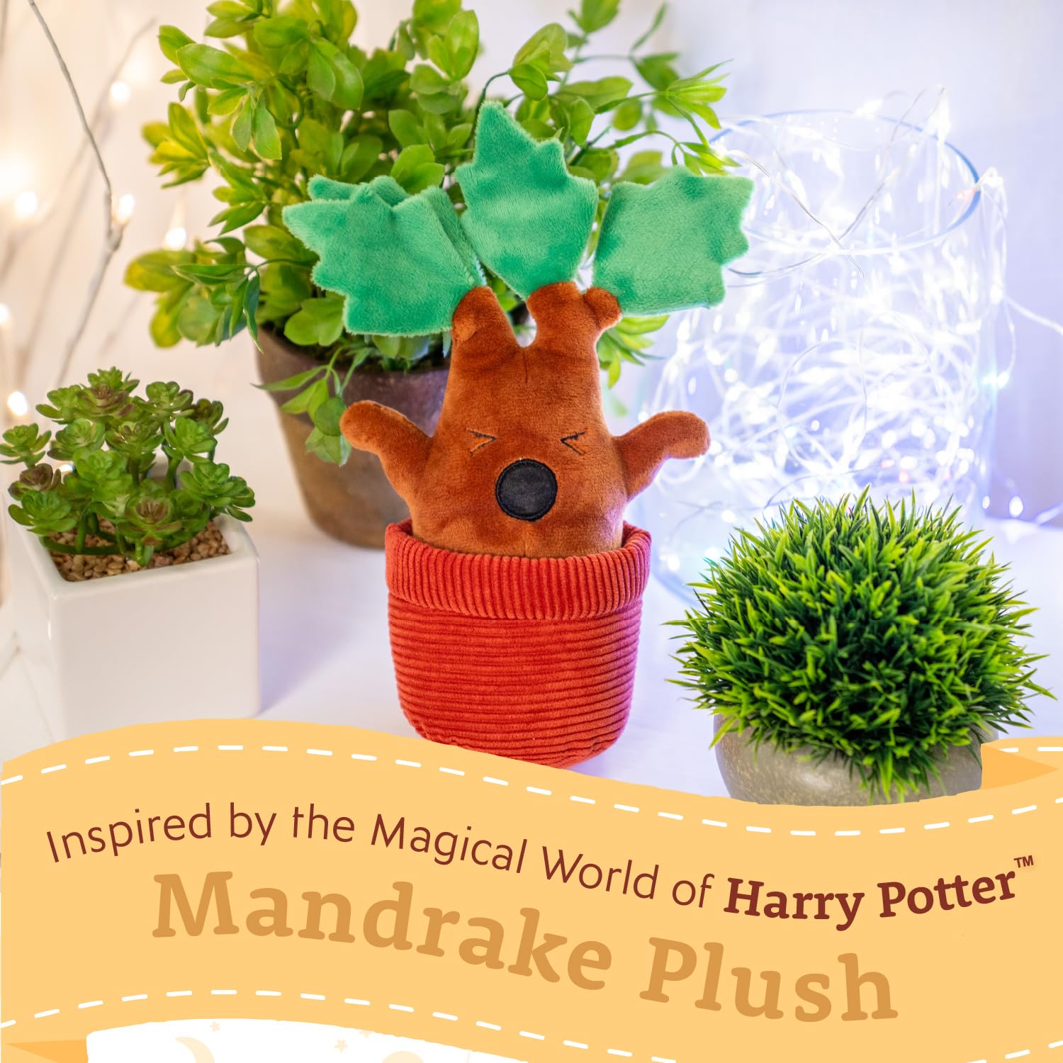 Harry Potter Mandrake Plush Stuffed Animal - Baby Crinkle Toy for Christmas - Sensory Baby Toy with Crinkle Leaves - for Babies, Toddlers, and Kids - 10 inches