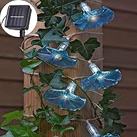 Solar LED Flower String Lights, 33FT 10 LED Waterproof Outdoor Decorative Stringed LED String Lights Morning Glory Flower for Party,Christmas,Garden,Patio,Outdoor, Decoration (Blue)