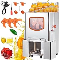 Commercial Juicer Machine, 110V Juice Extractor, 120W Orange Squeezer for 22-30 per Minute, Electric Orange Juice Machine with Pull-Out Filter Box SUS 304 Tank Stainless Cover and 2 Collecting Buckets