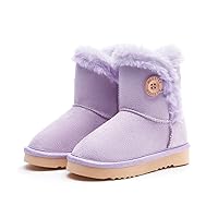 Weestep Wood Button Warm Shearling Winter Lightweight Snow Boots(9 Toddler, Purple)
