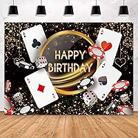 Casino Birthday Backdrop Las Vegas Casino Night Happy Birthday Photography Background Dice Poker Birthday Party Banner Decorations Photoshoot Prop Vinyl 8x6ft