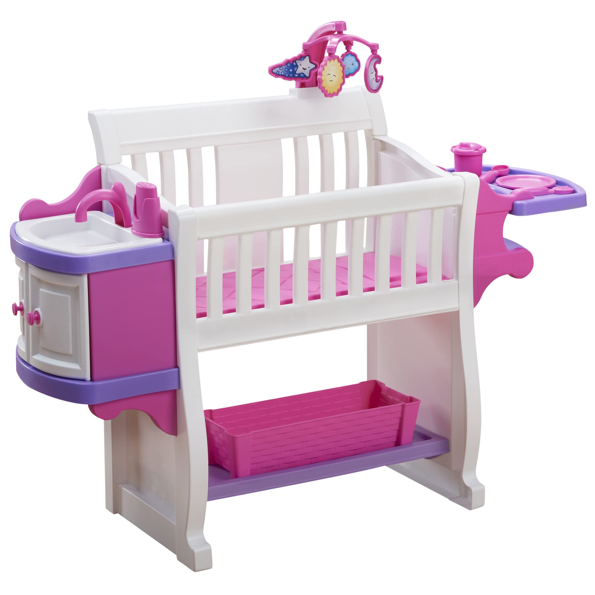 American Plastic Toys Kids’ My Very Own Nursery Baby Doll Playset, Furniture, Crib, Feeding Station, Learn to Nurture and Care, Durable and BPA-Free Plastic, for Children Ages 2+