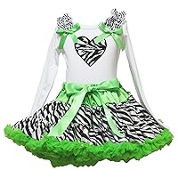 Petitebella Valentine Dress Ruffle Zebra Heart White Cotton L/s Shirt Green Zebra Skirt 1-8y
