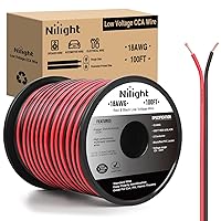 Nilight 100FT 18AWG Copper Clad Aluminum Wire 18/2 Gauge Red Black CCA Electrical Cable 2 Conductor Parallel 12V/24V DC Flexible Extension Cords for Car Audio Radio Speaker Amplifier, 2 Years Warranty