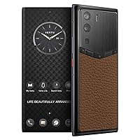 METAVERTU Web 3.0 Calfskin 5G Phone, Unlocked Android Smartphone, Secure Encrypted, Double Systems, 64MP Camera, 144Hz AMOLED Curved Display, Dual SIM, Fast Charge (Full Leather, Brown, 18G+1T)