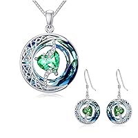 TOUPOP Moon Star Birthstone Necklace and Earrings