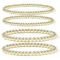 Elegance 11 designs 14K Gold Plated Bead Ball Bracelet Stretchable Elastic Gold Beaded Bracelets for Women