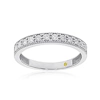 Lab Grown Diamond Wedding Bands for Women | 10K Yellow, White and Rose Gold Certified 1/10-1/2 Carat Milgrain Diamond Anniversary Bands, Promise Rings and Stackable Bands