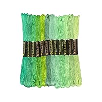 Friendship Bracelet String 12 Skeins, Embroidery Floss Cross Stitch Embroidery Thread Floss Bracelet Making Yarn, Craft Floss (Light Green Series)