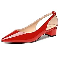 Womens Pointed Toe Patent Office Professional Solid Slip On Chunky Low Heel Pumps Shoes 1.5 Inch