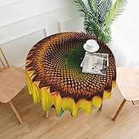 You are My Sunshine Sunflower Print Round Tablecloth Water Resistant Decorative Table Cover for Dining Table, Parties Camping