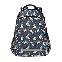 Cosmic Cute Cat With Galaxy Stars Backpacks Travel Laptop Daypack School Book Bag for Men Women Teens Kids