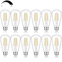 Vintage LED Edison Bulbs 60 Watt Equivalent Dimmable 7W ST58 LED Filament Light Bulbs Warm White 3000K Antique Style Lighting High Brightness 800LM E26 Medium Base Clear Glass for Home Office, 12 Pack