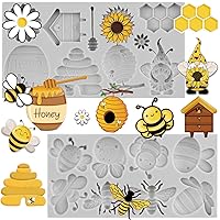 Bumble Bee Fondant Molds 3D Silicone Molds Sunflowers Honey Honeycomb Bumblebee Cupcake Cookie Baking Decorating Molds For Cupcake Topper Candy Chocolate Gum Paste Polymer Clay Set Of 2