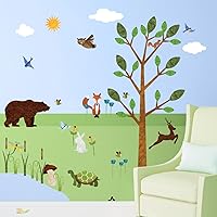 Forest Wall Sticker Set – 37 Peel & Stick Woodland Decals for Nature Theme Baby Nursery and Kids Forest Room
