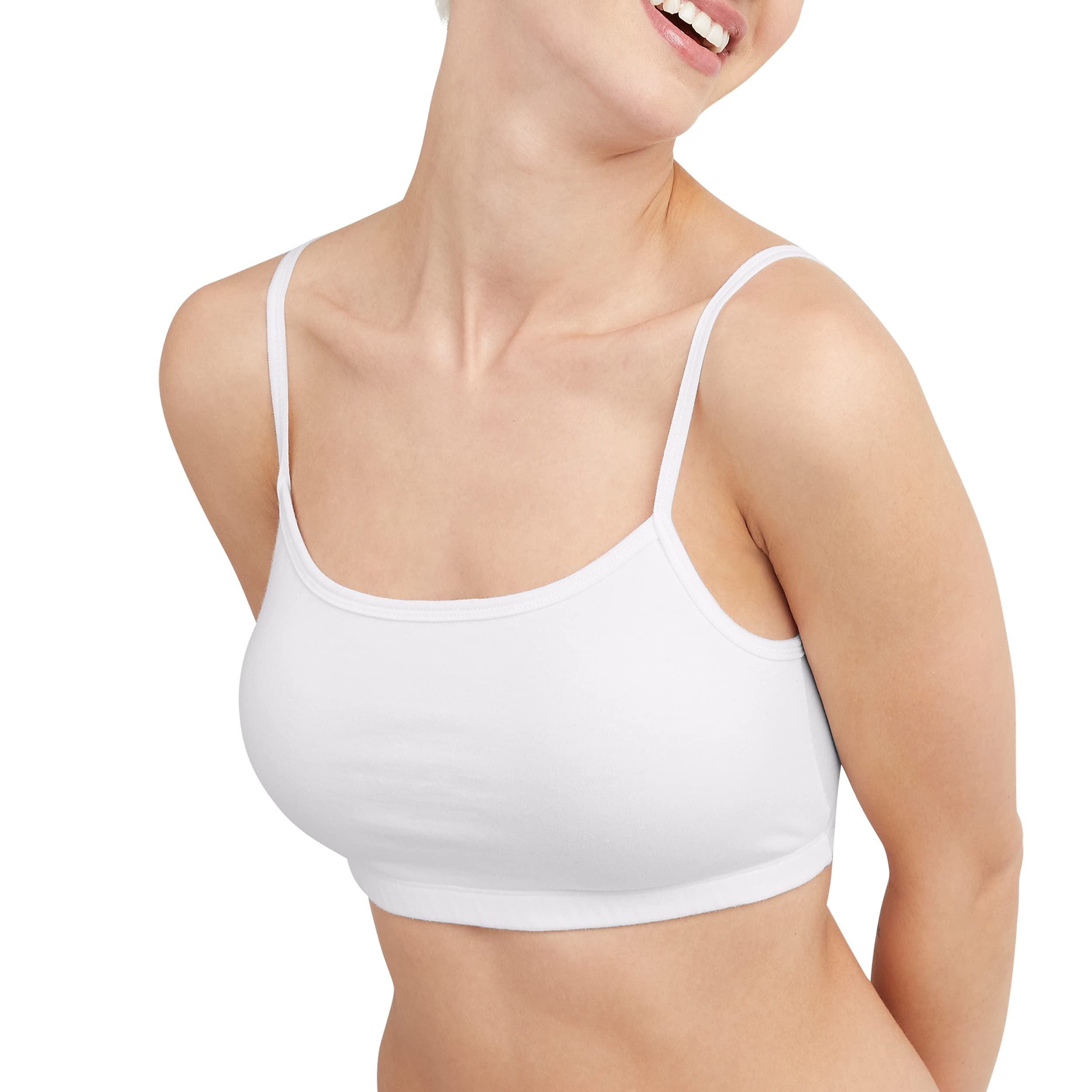 Hanes Women's Cotton String Cropped Bralette Pack, Breathable Pullover Bra Crop Top, 3-Pack