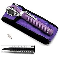 Fiber Optic Mini Otoscope - Pocket Otoscope with Case ENT Diagnostic Set w/Extra Bulb Included (Purple)