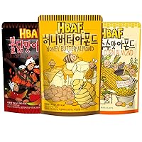 [Official Gilim HBAF] Korean Seasoned Almonds 3 Flavor Pack Mix (Honey Butter, 1 X 190g, Baked Corn, 1 x 190g, Hot and Spicy Chicken, 1 x 190g)