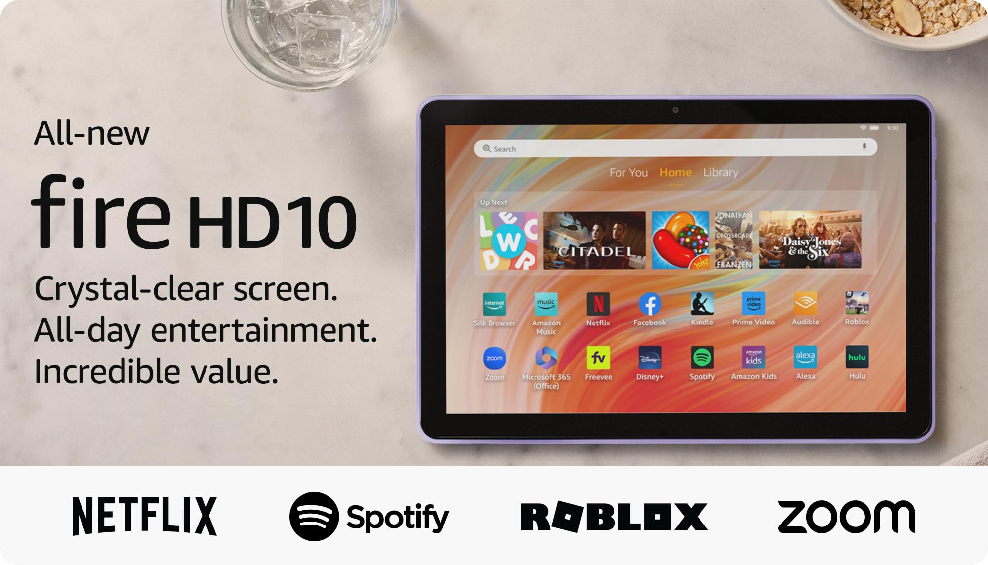All-new Amazon Fire HD 10 tablet, vivid and light, 10.1