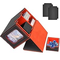 Card Deck Box for MTG Commander Display,Card Deck Box Fits 200+ Double Sleeved Cards,Magic TCG Trading Card Storage Box with Dice Tray,2 Dividers and 35pt Magnetic Card Holder