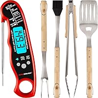 Alpha Grillers Digital Meat Thermometer & Wood Grill Tool Set - BBQ, Grilling, and Cooking Gift