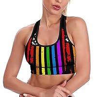 Rainbow LGBTQ Gay Pride Flag Breathable Sports Bras for Women Workout Yoga Vest Underwear Crop Tops Gym