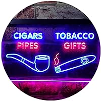 ADVPRO Cigar Pipes Tobacco Gifts Shop Dual Color LED Neon Sign Red & Blue 24