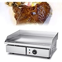 Electric Countertop Griddle, 546x345mm/728x400mm Non-Stick Stainless Steel Restaurant Grill, BBQ Grill Bacon Egg Fryer, 10mm Cooking Surface Thick, Flat Top Griddles for Kitchen Restaurant