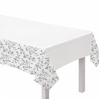 25th Anniversary White & Silver Rectangular Plastic Table Cover - 54