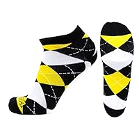 NCAA Iowa Hawkeyes Men's Argyle No Show Footie Socks, Black/Gold/White