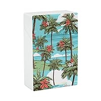 Coconut Trees Hawaiian Flowers Beach Cigarette Case Smoking Storage Box Pocket Holder Portable for Men Women