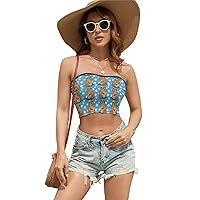 Cute Cartoon Capybara Women's Tube Top Crop Strapless Bandeau Sexy Backless Tube Top Casual Summer Tops for Raves Party