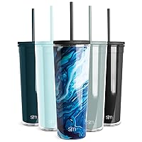 Simple Modern Plastic Tumbler with Lid and Straw | Reusable BPA Free Iced Coffee Cups Double Wall Smoothie Cup | Gifts for Women Men Him Her | Classic Collection | 24oz | Ocean Geode