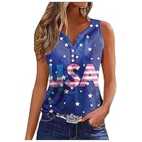 Womens Suitable V Neck Sleeveless Print Tank Tops Summer Casual Loose Fit Basic Beach Blouse T Shirts Vest Top