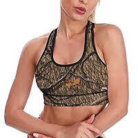 Deer Hunter Camo Pattern Women's Sports Bra Yoga Tank Top with Removable Pads Gym Workout Exercise Fitness
