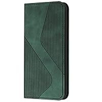 XYX Wallet Case for Samsung S23 FE, Stripe Lines Pattern PU Leather Wallet Folio Card Holder Kickstand Shockproof Protective Case for Galaxy S23 FE 5G, Green
