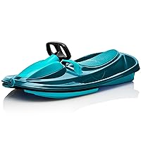Snow Sled for Kids, Adults - Toboggan Sled, Easy Turning Steering Wheel, Anti-Slip Seat, Pull Up Brake, Durable Plastic Sled, Lightweight, Outdoor Toys, Snow Toys, Age 3+ 260 lbs