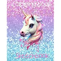 Unicorn Coloring Books for kids ages 4-8 100 pages and more.: Cute Unicorn On a Pink and Blue Background with a Glitter Effect For Drawing. Unicorn Coloring Books for kids ages 4-8 100 pages and more.: Cute Unicorn On a Pink and Blue Background with a Glitter Effect For Drawing. Paperback