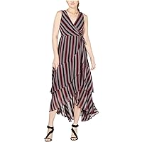 I-N-C Womens High-Low Striped Tiered Dress