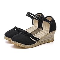 Chunky Sandals for Women Wedge Sandals Fashion Versatile Braided Buckle Breathable Wedge Sandals Womens Slide Sandal