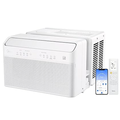 Midea 8,000 BTU U-Shaped Smart Inverter Air Conditioner –Cools up to 350 Sq. Ft., Ultra Quiet with Open Window Flexibility, Works with Alexa/Google Assistant, 35% Energy Savings, Remote Control