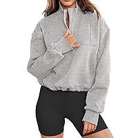 INFITTY Women's Half Zip Pullover Sweatshirts Quarter Zip Hoodies Long Sleeve Tops Fall Outfits 2023 Y2K Winter Clothes