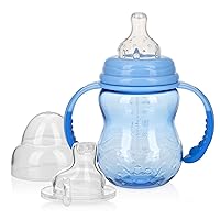 3 Stage Tritan Wide Neck Grow with Me No-Spill Bottle to Cup, Blue, 8 Oz