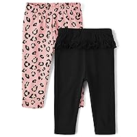 The Children's Place Baby Girls' and Newborn Ruffle Pull-on Pants 2-Pack