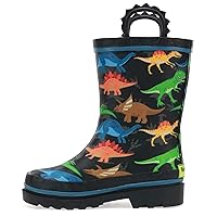 Western Chief Waterproof Printed Rain Boot with Easy Pull On Handles, Dino World, 13 M US Little Kid