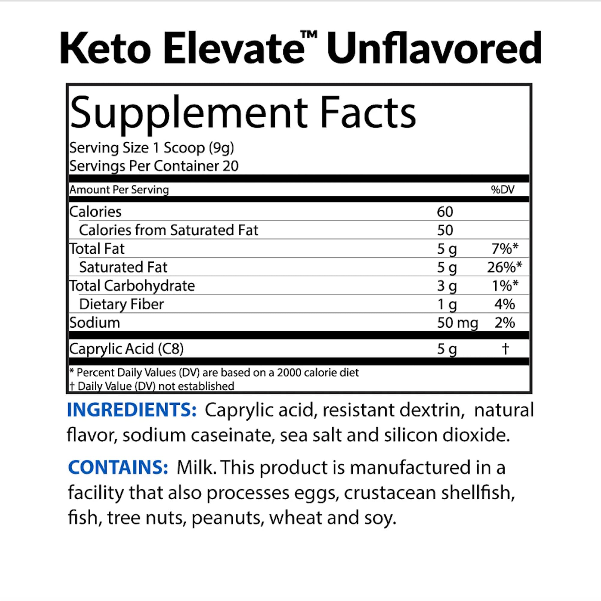 BioTrust Keto Elevate, Pure C8 MCT Oil Powder, Ketogenic Diet Supplement, Keto Coffee Creamer, Clean Energy, Mental Focus and Clarity, 100% Caprylic Acid (20 Servings)