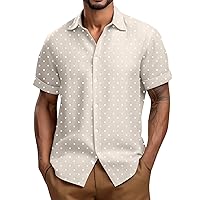 WENKOMG1 Mens Polka Dots Button Down Shirt Kusama Style Summer Casual Short Sleeve Tshirt Shirt Printed Graphic Tees
