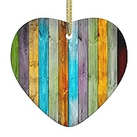 Mqgmzcolorful Wooden Boards Print Christmas Party Gifts Xmas Tree Ornaments Heart-Shaped Ceramic Hanging Decorations.